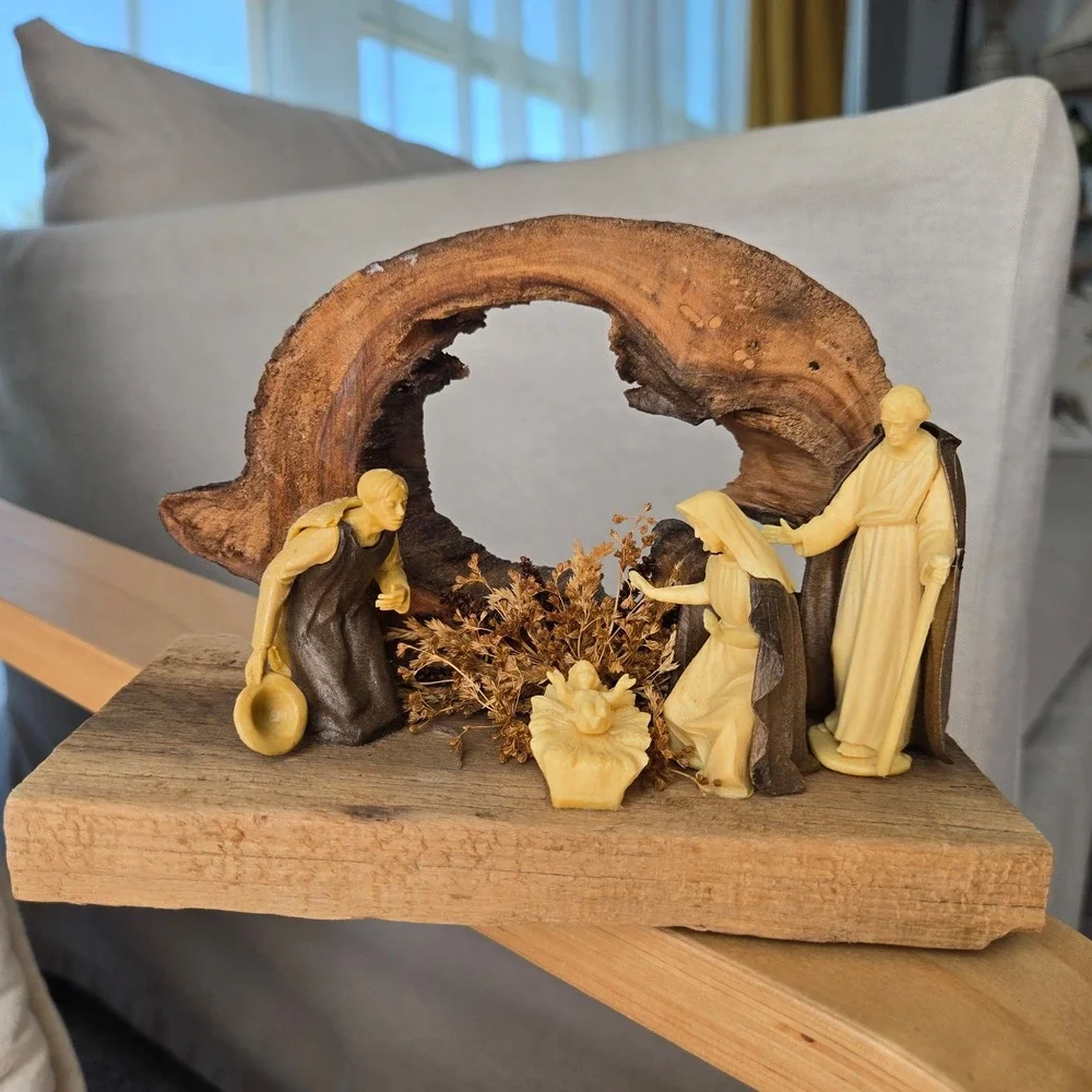 Wood plastic vintage nativity scene